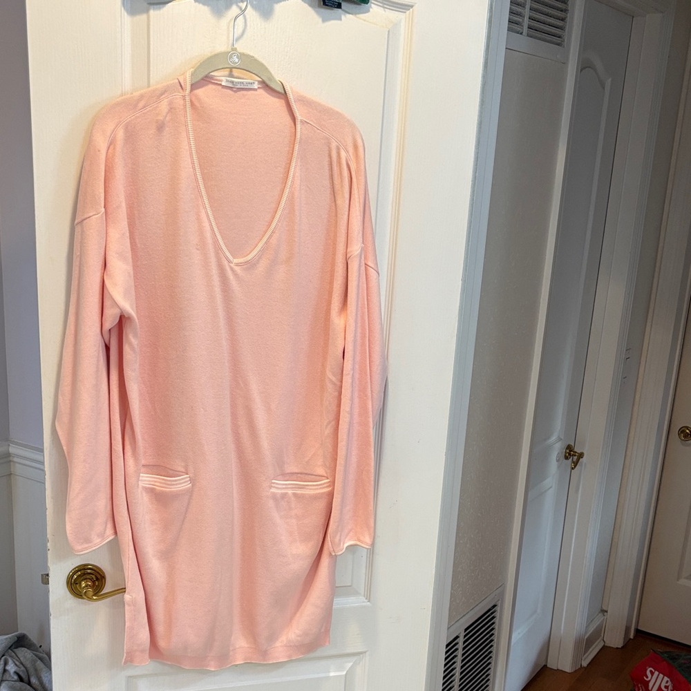 Joan Vass Pink V-Neck Dress